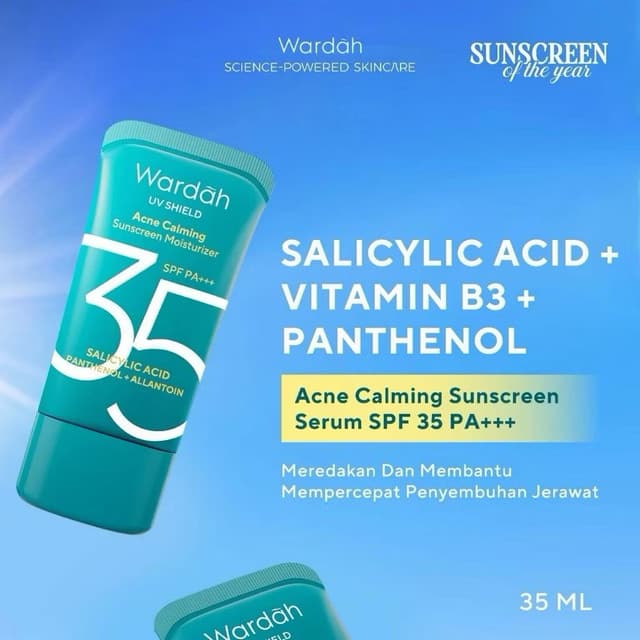 WARDAH UV Shield Acne Calming Sunscreen Moisturizer SPF 35 PA+++ | Jerawat dan Bekas