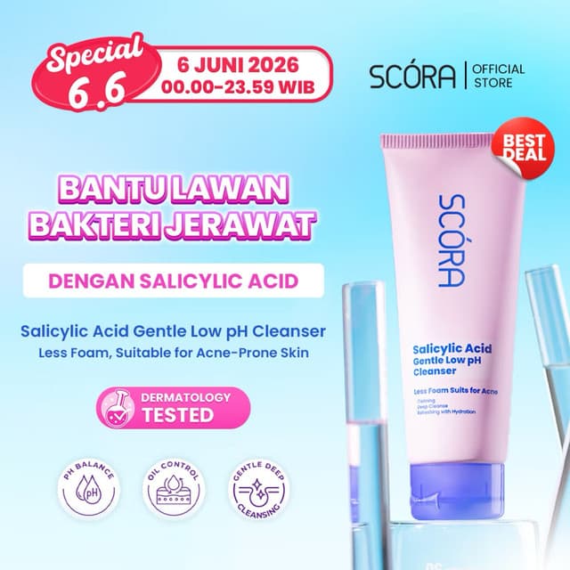 SCORA Salicylic Acid Gentle Low pH Cleanser Sabun Cuci Muka Oily Acne Prone Skin Friendly