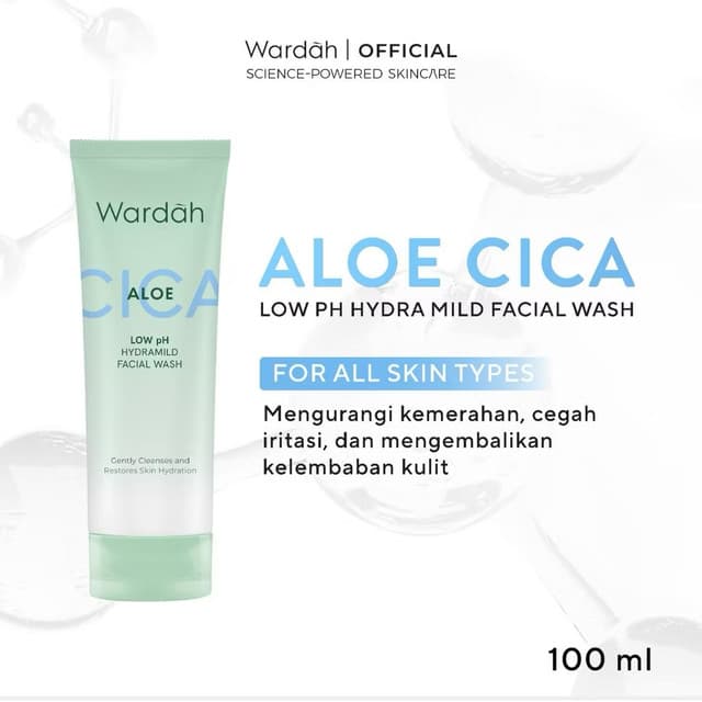 Wardah Cica Aloe Low pH Hydramild Facial Wash Nature Daily Sabun Cuci Muka Membersihkan secara Lembut dan Menghidrasi Kulit - Skincare - 2