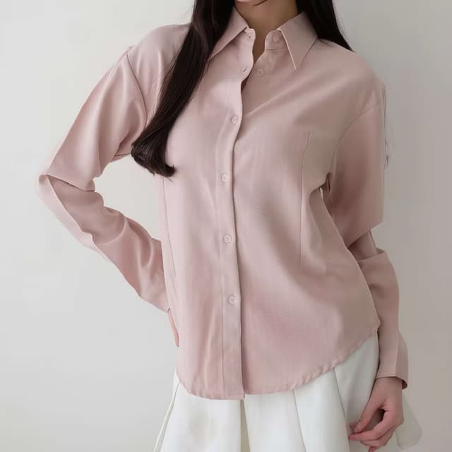 Alpha Shirt - Kemeja Fitted Wanita | Fitted Shirt Garis Stripe Karet | Atasan Lengan Panjang Kantor - 2